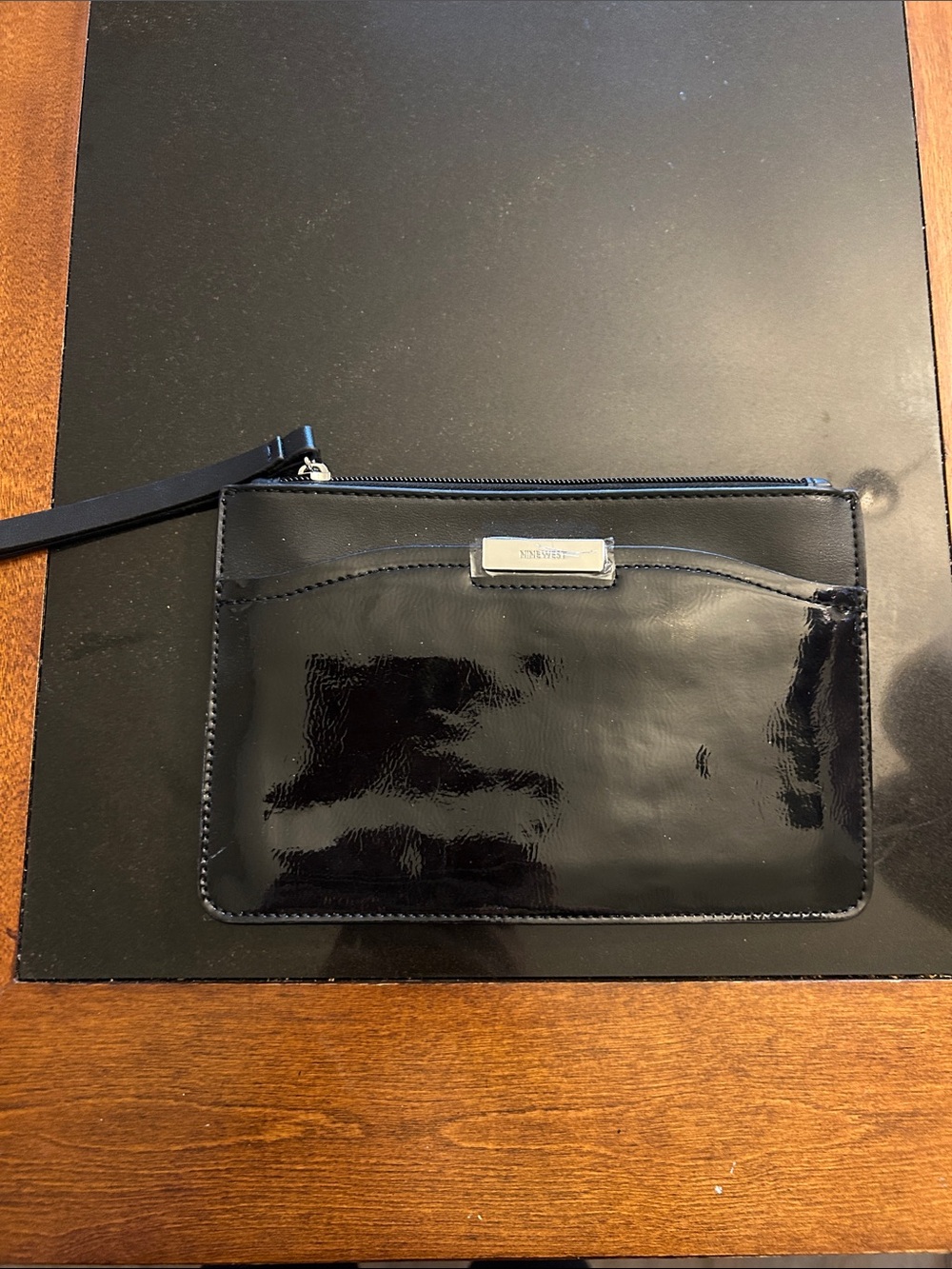 Nine West Black Patent Wristlet Clutch